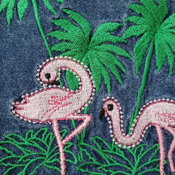 Vintage denim bermudas with flamingos 🦩 - Picture 3 of 10